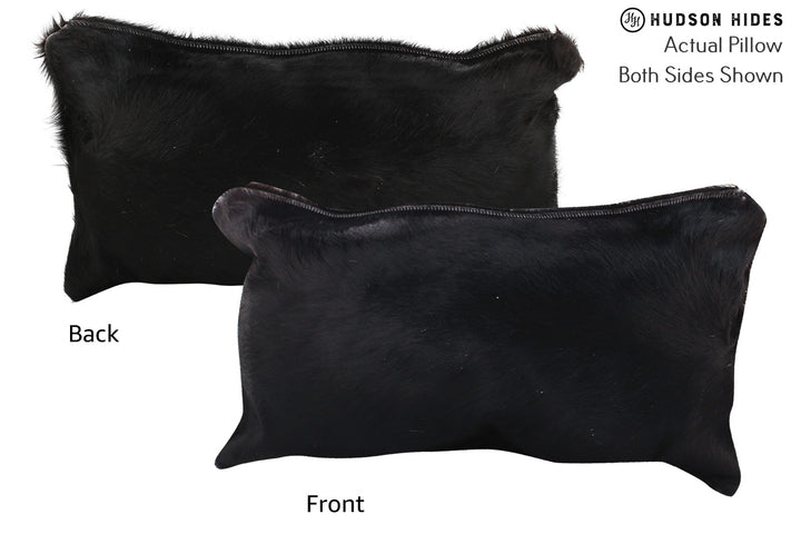 Solid Black 12"x22" Brazilian Cowhide Pillow #73109 by Hudson Hides