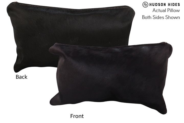 Solid Black 12"x22" Brazilian Cowhide Pillow #73119 by Hudson Hides