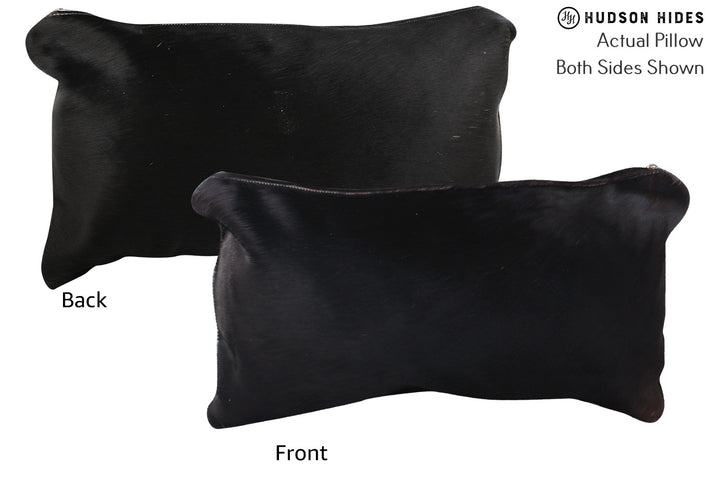 Solid Black 12"x22" Brazilian Cowhide Pillow #73120 by Hudson Hides