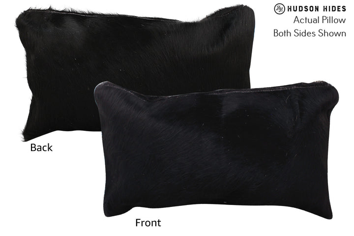 Solid Black 12"x22" Brazilian Cowhide Pillow #73121 by Hudson Hides