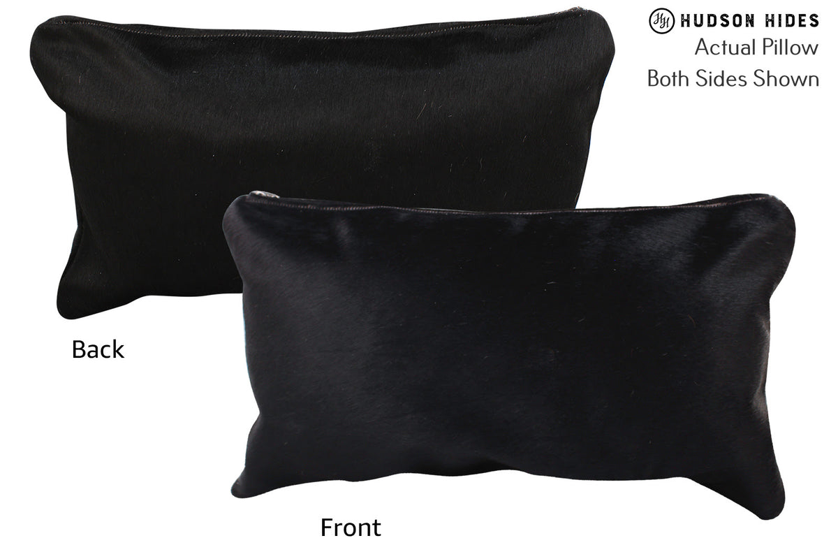 Solid Black Cowhide Pillow #73125