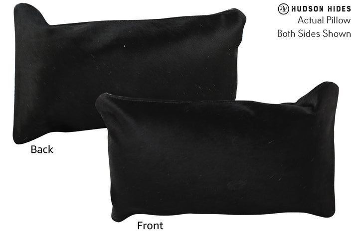 Solid Black 12"x22" Brazilian Cowhide Pillow #73128 by Hudson Hides
