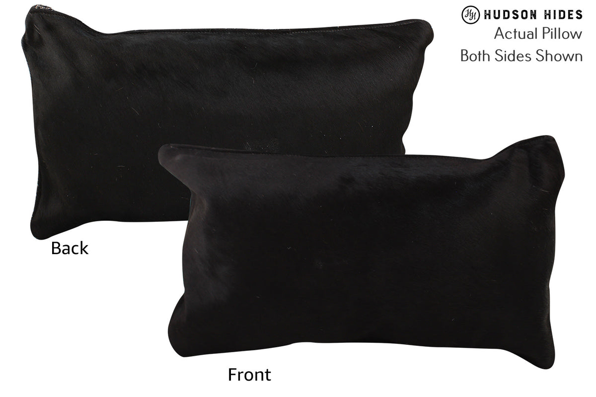 Solid Black Cowhide Pillow #73133