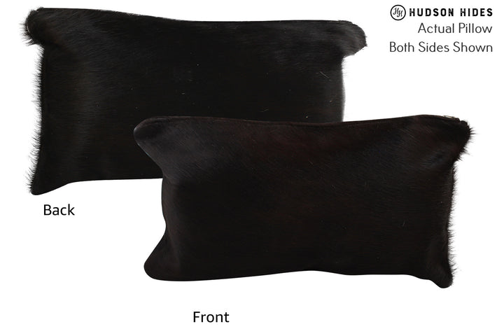 Solid Black 12"x22" Brazilian Cowhide Pillow #73136 by Hudson Hides