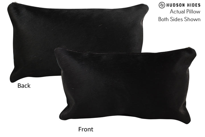 Solid Black 12"x22" Brazilian Cowhide Pillow #73137 by Hudson Hides