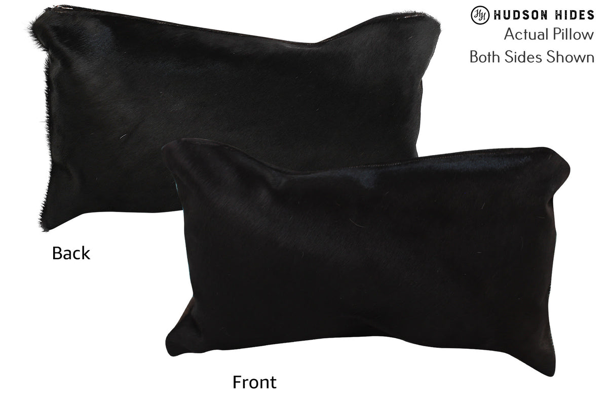 Solid Black Cowhide Pillow #73141