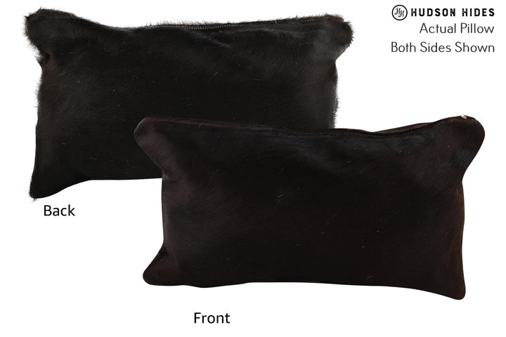 Solid Black 12"x22" Brazilian Cowhide Pillow #73144 by Hudson Hides