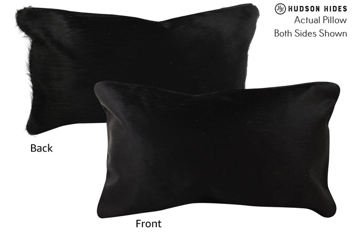 Solid Black 12"x22" Brazilian Cowhide Pillow #73151 by Hudson Hides