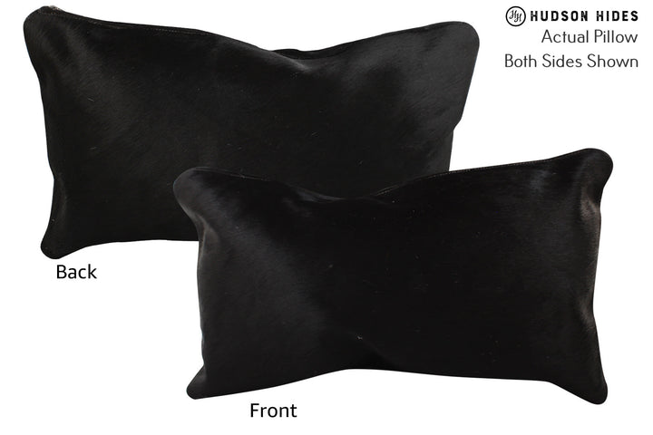 Solid Black 12"x22" Brazilian Cowhide Pillow #73154 by Hudson Hides