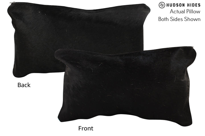 Solid Black 12"x22" Brazilian Cowhide Pillow #73161 by Hudson Hides