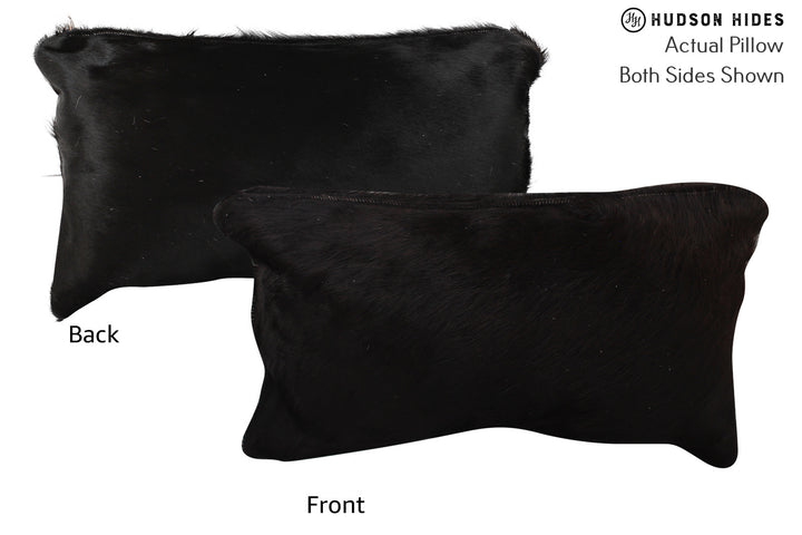 Solid Black 12"x22" Brazilian Cowhide Pillow #73164 by Hudson Hides