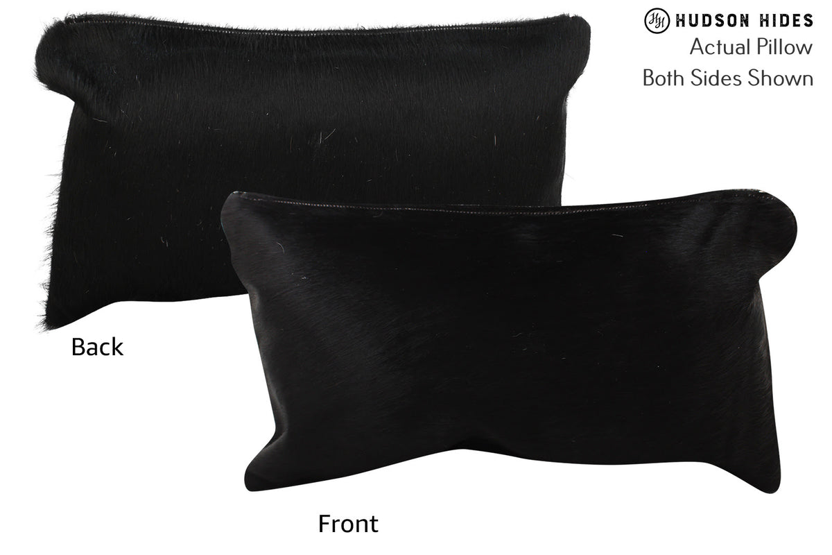 Solid Black Cowhide Pillow #73165