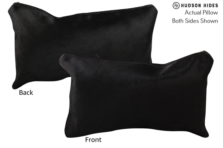 Solid Black 12"x22" Brazilian Cowhide Pillow #73168 by Hudson Hides