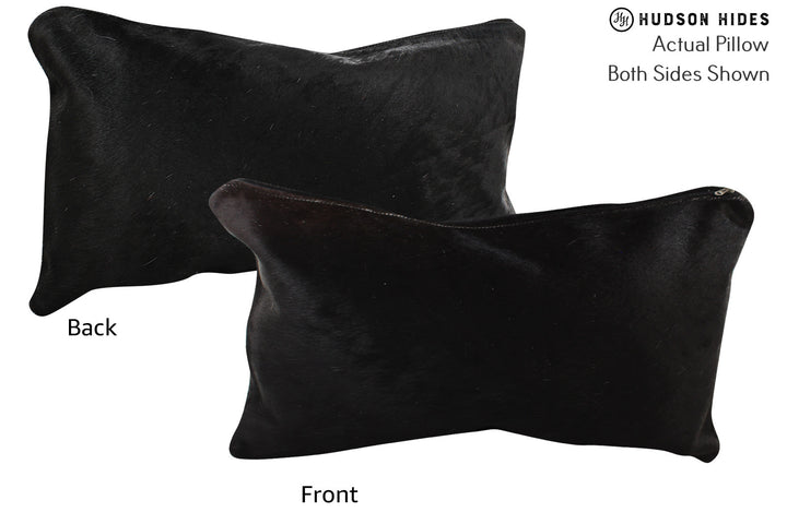 Solid Black 12"x22" Brazilian Cowhide Pillow #73169 by Hudson Hides