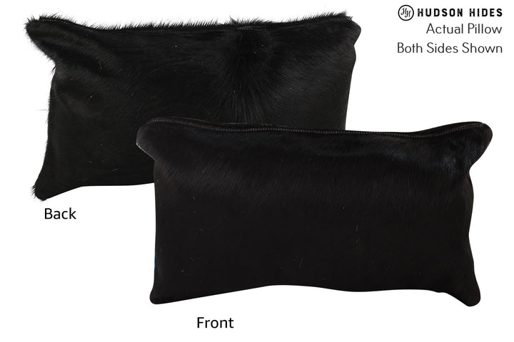 Solid Black 12"x22" Brazilian Cowhide Pillow #73175 by Hudson Hides