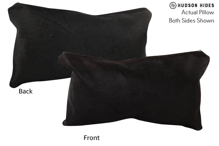 Solid Black 12"x22" Brazilian Cowhide Pillow #73178 by Hudson Hides
