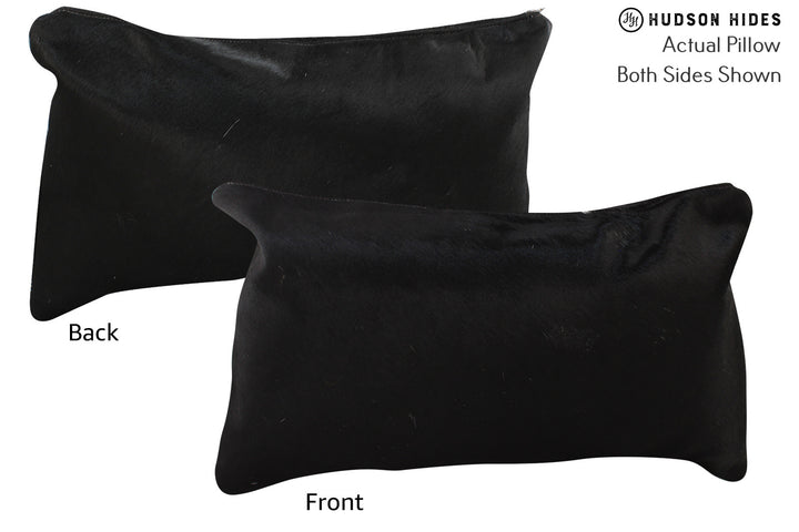 Solid Black 12"x22" Brazilian Cowhide Pillow #73185 by Hudson Hides
