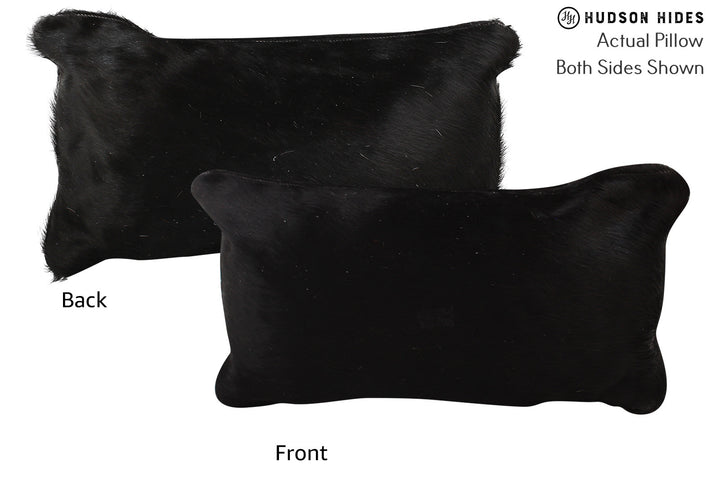 Solid Black 12"x22" Brazilian Cowhide Pillow #73187 by Hudson Hides