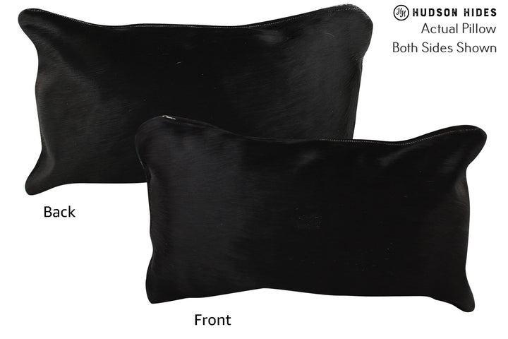 Solid Black 12"x22" Brazilian Cowhide Pillow #73189 by Hudson Hides