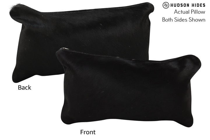 Solid Black 12"x22" Brazilian Cowhide Pillow #73191 by Hudson Hides