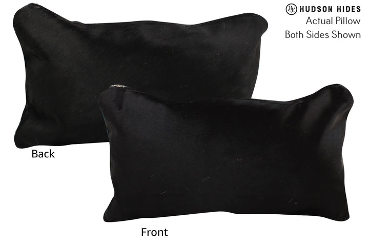 Solid Black 12"x22" Brazilian Cowhide Pillow #73197 by Hudson Hides