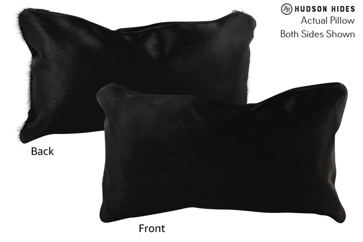 Solid Black 12"x22" Brazilian Cowhide Pillow #73200 by Hudson Hides