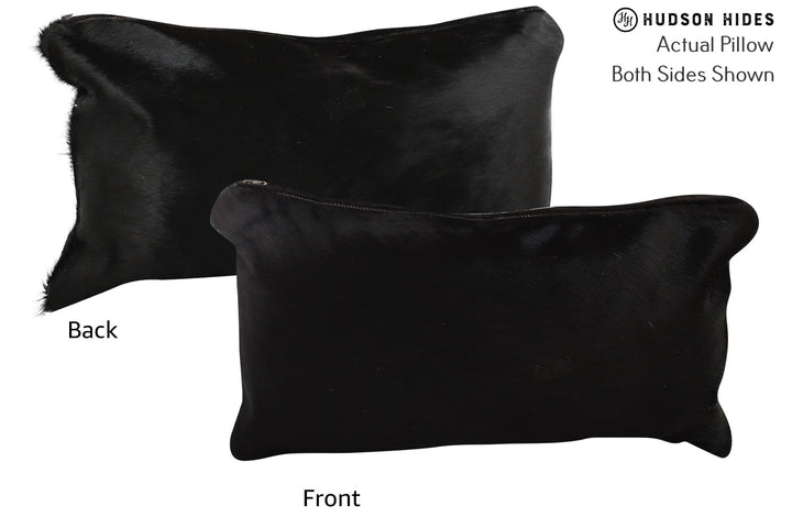 Solid Black 12"x22" Brazilian Cowhide Pillow #73203 by Hudson Hides
