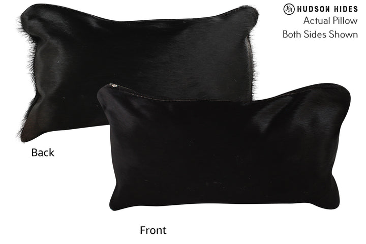 Solid Black 12"x22" Brazilian Cowhide Pillow #73206 by Hudson Hides