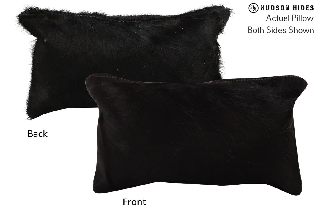 Solid Black Pillow 12"x22"#73210 by Hudson Hides