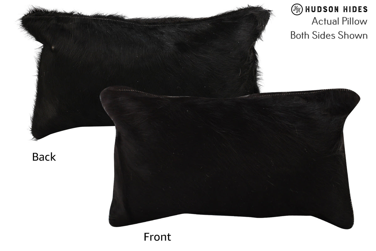 Solid Black Cowhide Pillow #73210