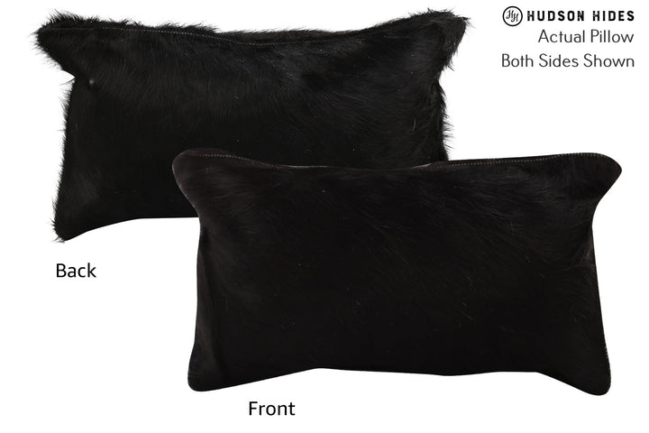 Solid Black 12"x22" Brazilian Cowhide Pillow #73210 by Hudson Hides