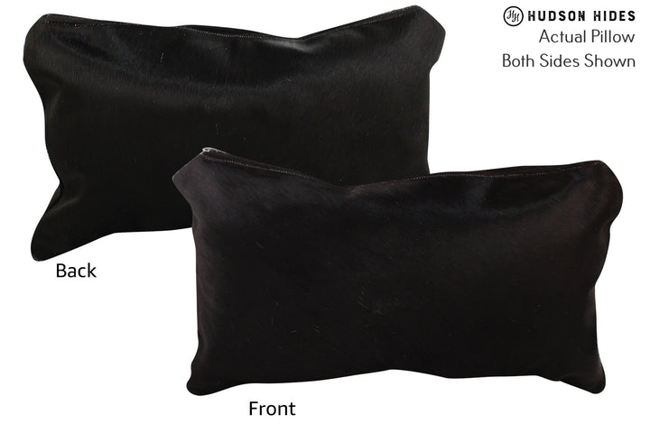 Solid Black 12"x22" Brazilian Cowhide Pillow #73212 by Hudson Hides