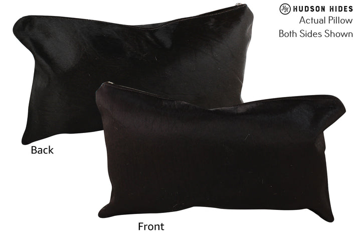 Solid Black 12"x22" Brazilian Cowhide Pillow #73215 by Hudson Hides