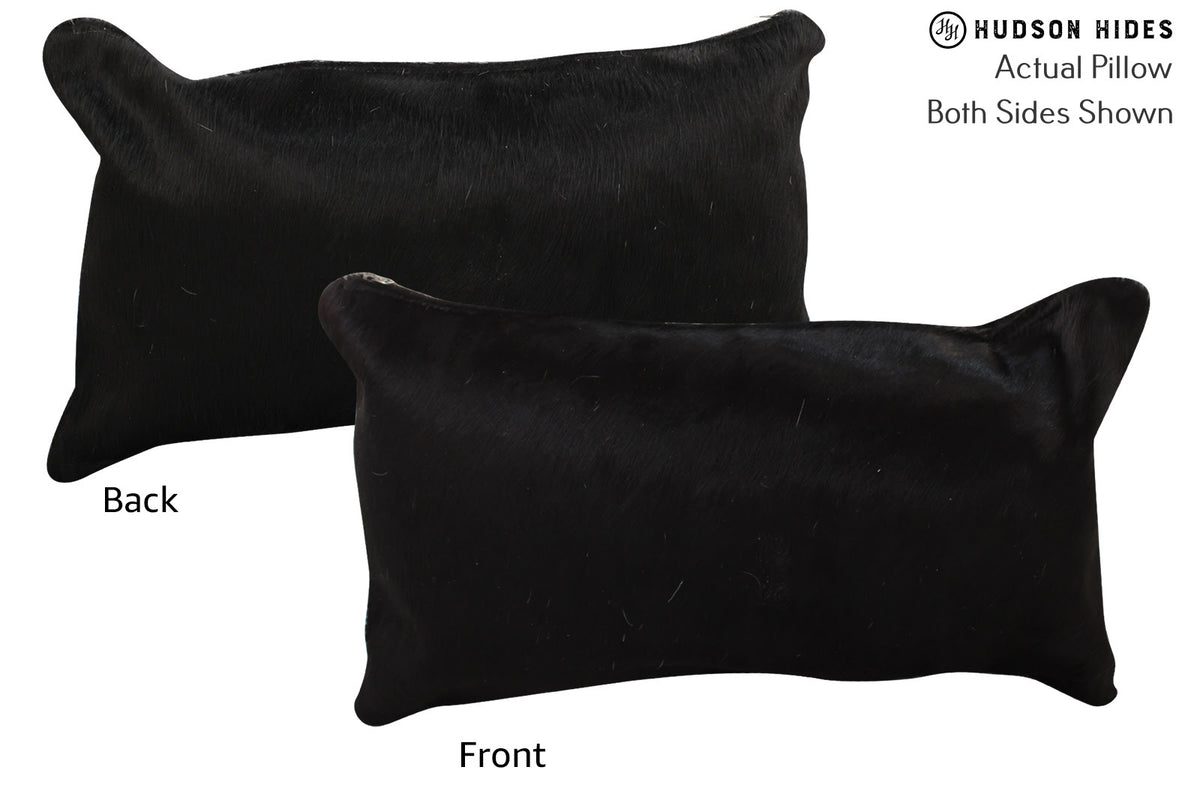 Solid Black Cowhide Pillow #73218