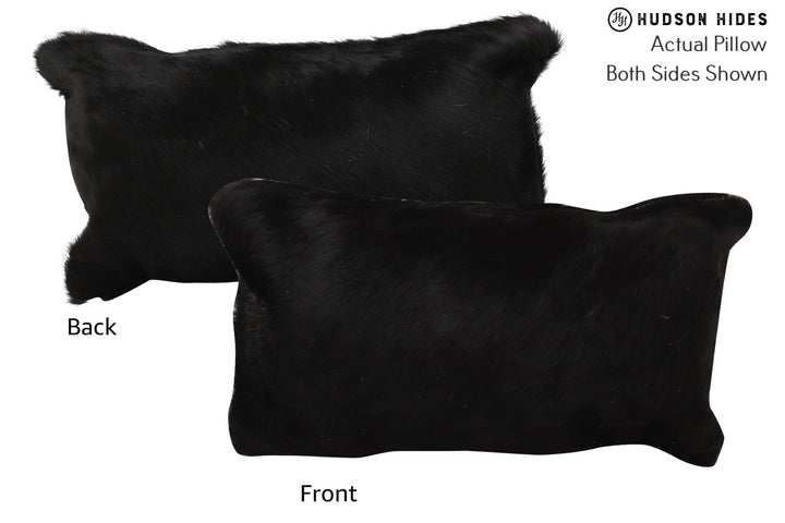 Solid Black 12"x22" Brazilian Cowhide Pillow #73223 by Hudson Hides