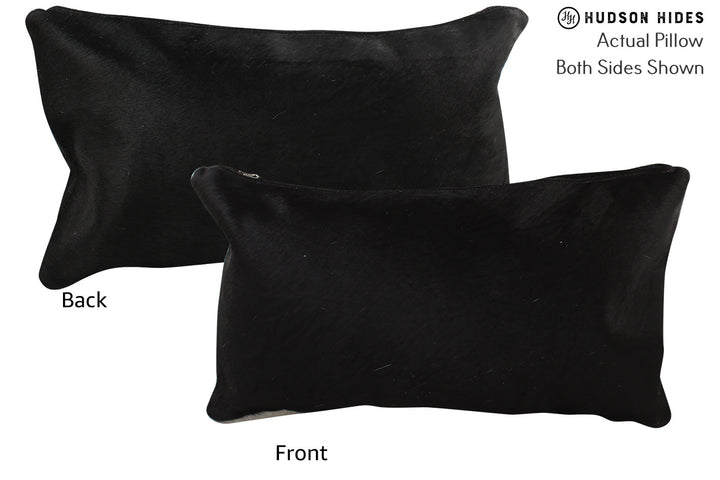 Solid Black 12"x22" Brazilian Cowhide Pillow #73224 by Hudson Hides