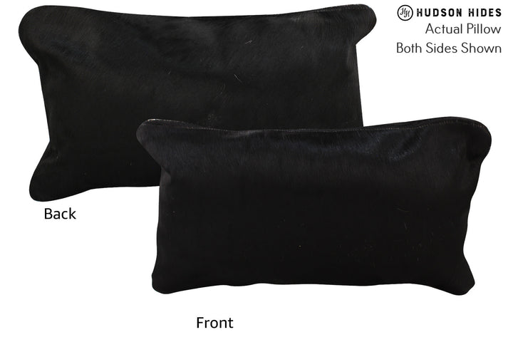 Solid Black 12"x22" Brazilian Cowhide Pillow #73226 by Hudson Hides