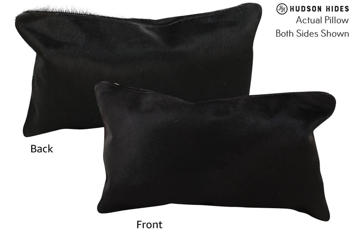 Solid Black 12"x22" Brazilian Cowhide Pillow #73227 by Hudson Hides