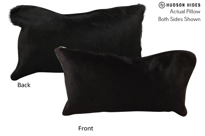 Solid Black 12"x22" Brazilian Cowhide Pillow #73230 by Hudson Hides