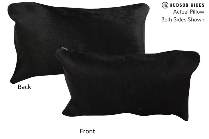 Solid Black 12"x22" Brazilian Cowhide Pillow #73238 by Hudson Hides