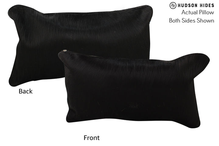 Solid Black 12"x22" Brazilian Cowhide Pillow #73239 by Hudson Hides