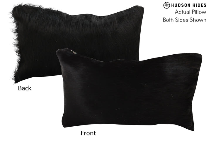 Solid Black 12"x22" Brazilian Cowhide Pillow #73243 by Hudson Hides