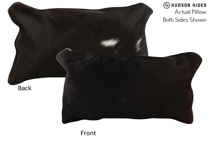 Solid Black 12"x22" Brazilian Cowhide Pillow #73246 by Hudson Hides