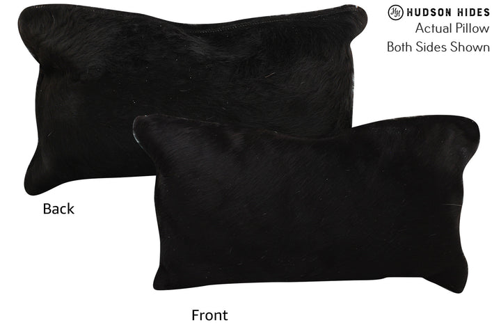 Solid Black 12"x22" Brazilian Cowhide Pillow #73251 by Hudson Hides