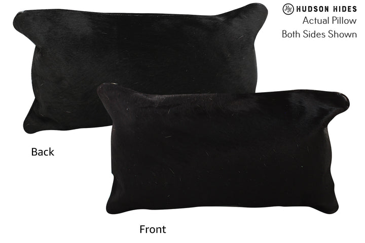 Solid Black 12"x22" Brazilian Cowhide Pillow #73255 by Hudson Hides