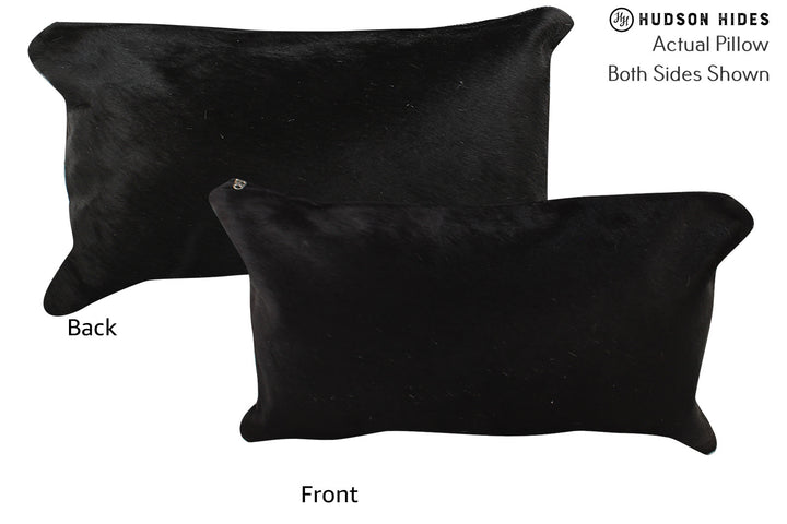 Solid Black 12"x22" Brazilian Cowhide Pillow #73257 by Hudson Hides