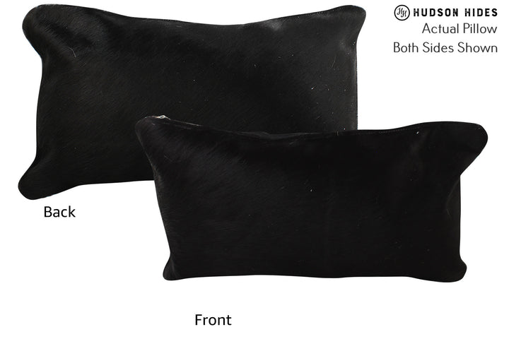 Solid Black 12"x22" Brazilian Cowhide Pillow #73258 by Hudson Hides