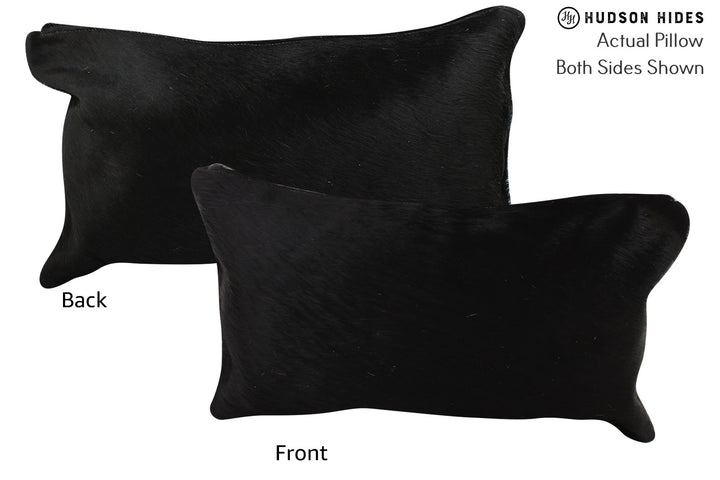 Solid Black 12"x22" Brazilian Cowhide Pillow #73272 by Hudson Hides