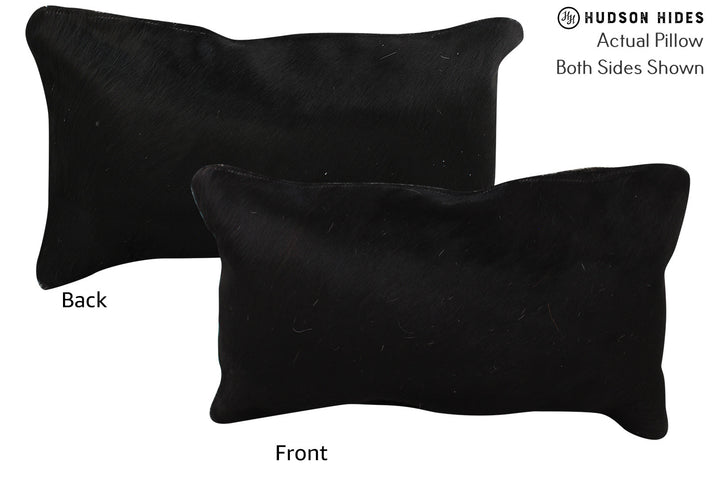 Solid Black 12"x22" Brazilian Cowhide Pillow #73275 by Hudson Hides