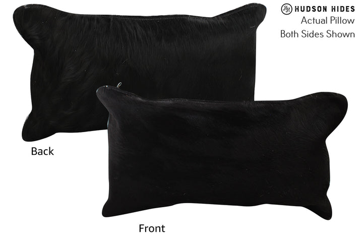 Solid Black 12"x22" Brazilian Cowhide Pillow #73277 by Hudson Hides